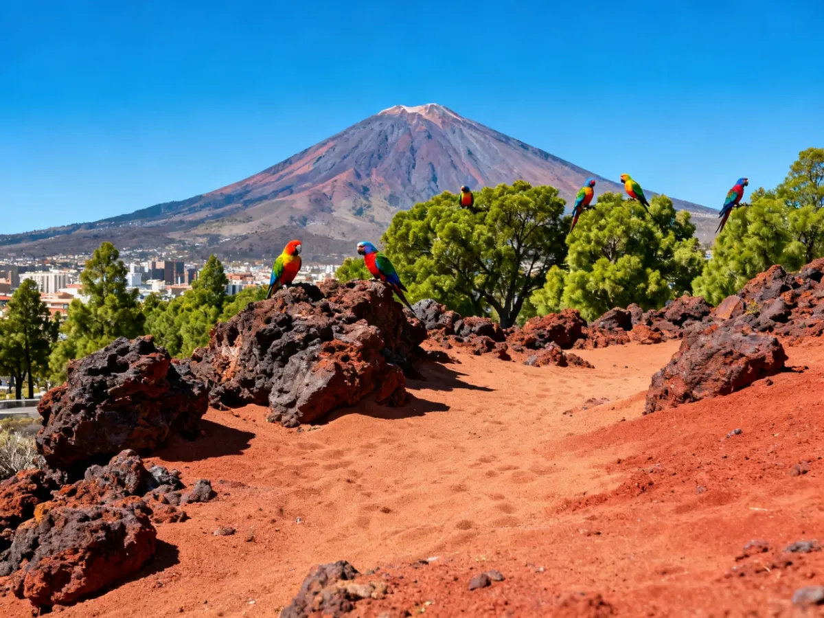 Wulkan Teide na Teneryfie pośród surowego krajobrazu Wysp Kanaryjskich